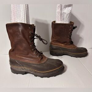 SOREL Maverick low brown leather lace up rain snow boot men size 10